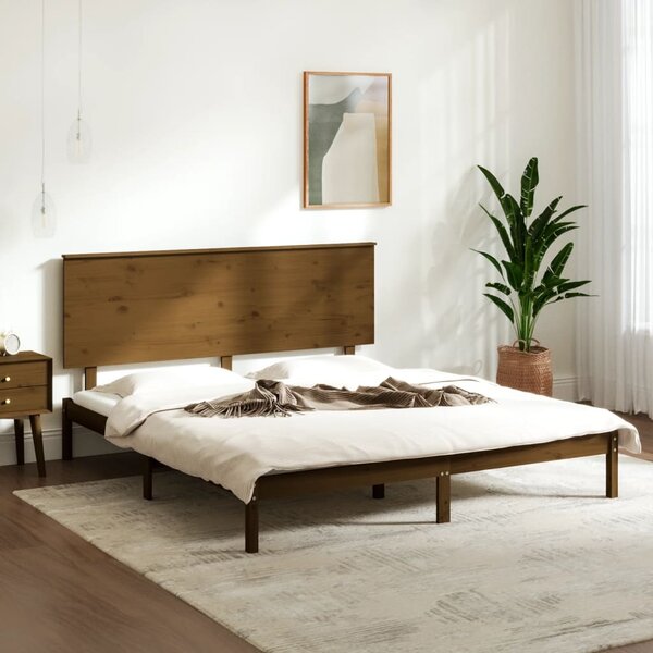 Struttura letto in legno massiccio di pino marrone miele 100x200