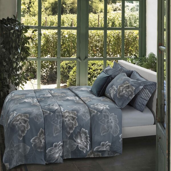 Completo Lenzuola MATRIMONIALE - 250X290 175X205 2 FEDERE 50X80 Macroflowers AVIO Raso Di Cotone Caleffi