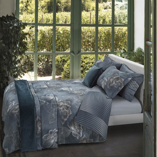 Completo Copripiumino MATRIMONIALE - 255X255 175X205 2 FEDERE 50X80 Macroflowers AVIO Raso Di Cotone Caleffi