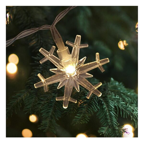 Catena luminosa LED da esterno, 20xLED/2xAA, 2,2 m, IP44, bianco caldo, fiocchi di neve