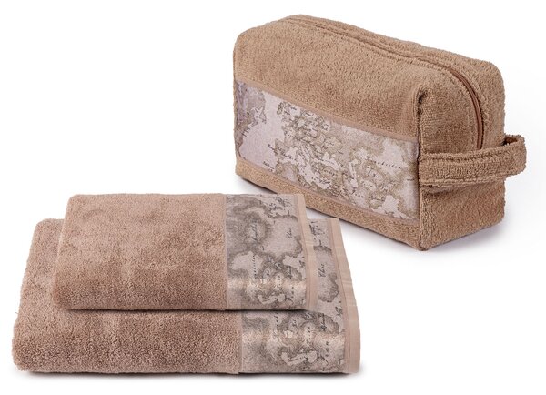 Set Beauty Asciugamano Con Ospite STANDARD Geo Country UNICA Cotone Caleffi