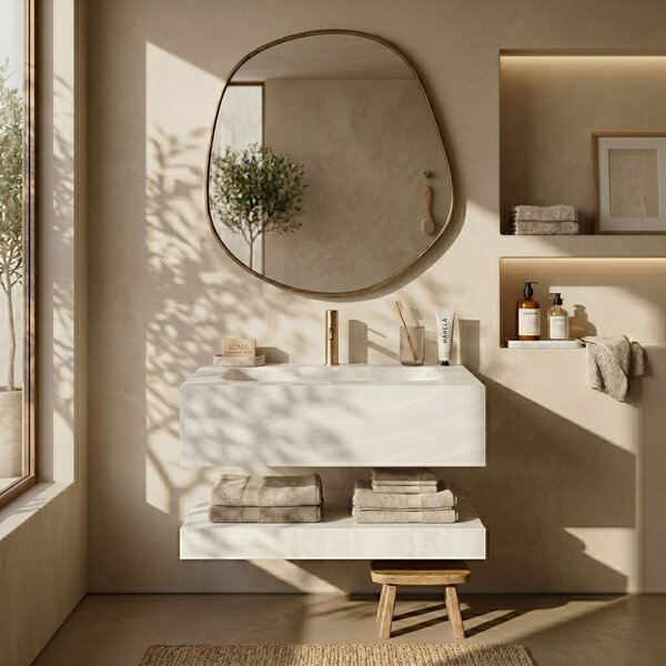 Lavabo da Parete con Mensola Rea Apollo Gran Cloud Sky 70