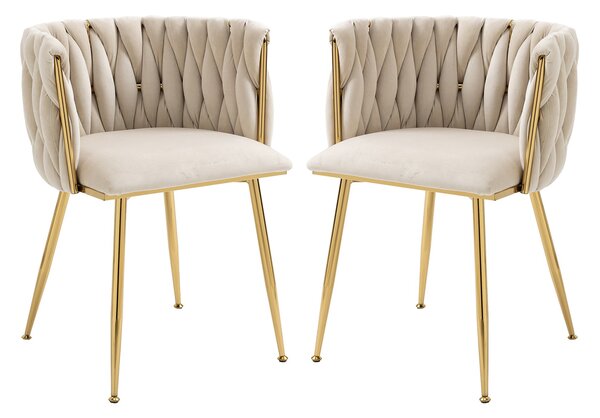Sedia in velluto beige con gambe in metallo nero - Georgia
