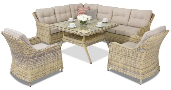 Mobili da giardino in technorattan Toledo Comida 7 Angular Garden Point beige