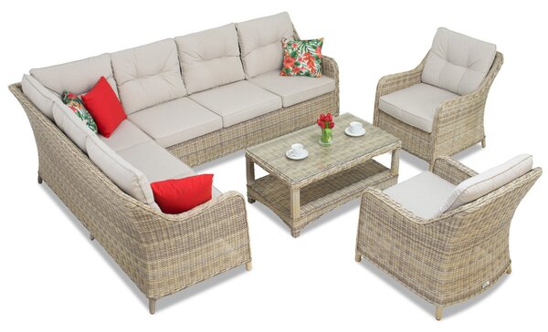 Set in technorattan Toledo Corner 7 beige Garden Point