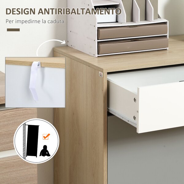 HOMCOM Mobile Multiuso Stile Nordico, Armadietto Due Ante con Cassetti per Cucina e Ingresso, 100x40x79.5cm, Multicolore