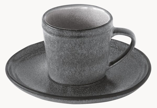 Set di 6 tazze e piattini in gres Essential 12 pz
