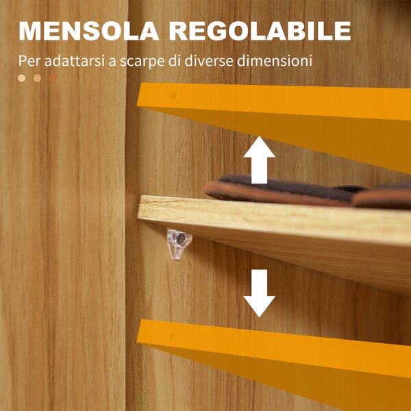 HOMCOM Armadio Scarpiera Salvaspazio e Moderno in Legno per 12 Paia di Scarpe con 4 Ripiani Aperti, 83x30x90 cm, Marrone Chiaro|Aosom