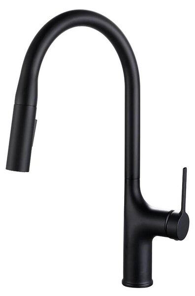 Miscelatore per cucina - Modello V62. Miscelatore per lavello con doccetta estraibile, monocomando, per acqua calda e fredda, in ottone, da installare con un foro. Colore: nero