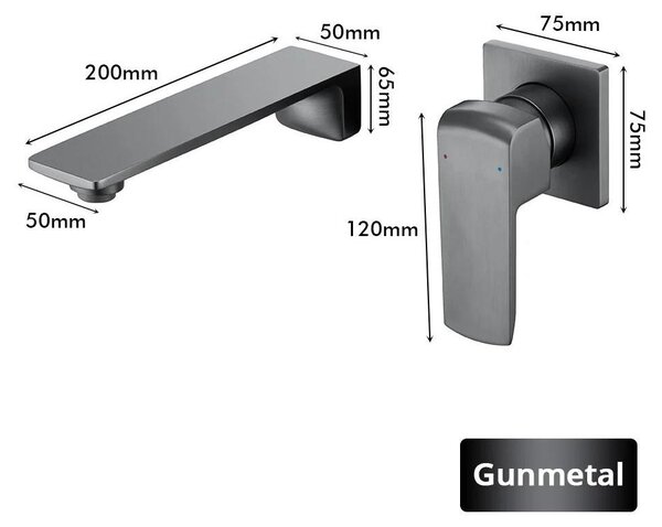 Rubinetto per lavabo da bagno - Miscelatore monocomando da montare a parete - Acqua calda e fredda - Corpo in ottone - Cartuccia in Vetroceramica - Ottone