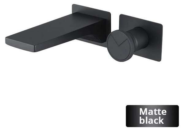 Miscelatore per lavabo da parete - Miscelatore monocomando da incasso - Acqua calda e fredda - Corpo in ottone - Finitura nero opaco