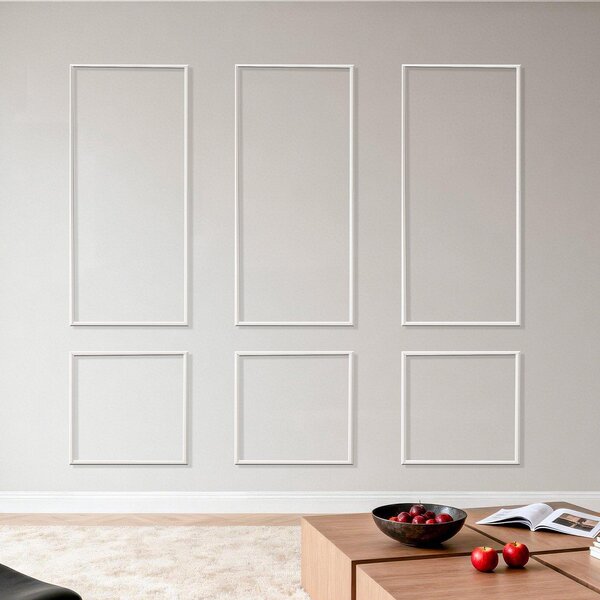 Set di modanature per pareti - Modanature in stucco e modanature decorative Confezione da 3 - 61x61 cm e 61x138 cm - Polistirolo verniciabile - Impermeabile - Modanature decorative - Bianco