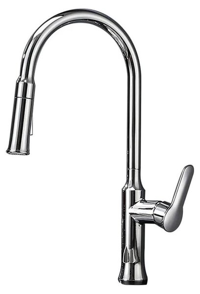 Miscelatore per cucina - Miscelatore per lavello - Doccetta estraibile - Termostatico monocomando - Bocchetta girevole - Filtro risparmio idrico - Cromo - Grigio chiaro