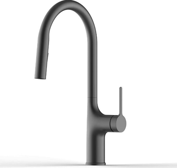 Miscelatore da cucina - Modello V62 - Rubinetto per cucina con doccetta estraibile - Monocomando - Acqua calda e fredda - Ottone - Installazione monoblocco - Grigio gunmetal