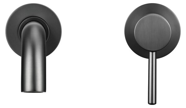 Rubinetto da lavabo di scarsa qualità - Miscelatore monocomando da incasso a parete - Con controllo separato per acqua calda e fredda - Realizzato in ottone - Cartuccia in Vetroceramica - Bocchetta di 26 cm - Colore: grigio antracite