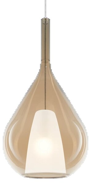 Sospensione Contemporanea Kalique Vetro Ambra Bianco E Cromo 1 Luce E27 H59Cm