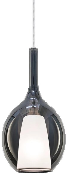 Sospensione Contemporanea Kalique Vetro Fumè Bianco E Cromo 1 Luce E27 H36Cm
