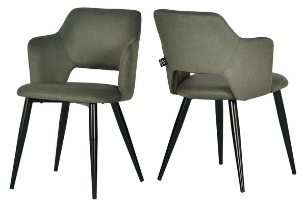Meubles Cosy - Set da 2 sedie da pranzo in stile scandinavo con braccioli, rivestimento ecologico e seduta imbottita, verde - AKANJI CC