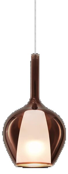 Sospensione Contemporanea Kalique Vetro Rame Bianco E Cromo 1 Luce E27 H33Cm