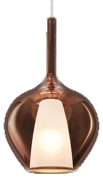 Sospensione Contemporanea Kalique Vetro Rame Bianco E Cromo 1 Luce E27 H50Cm