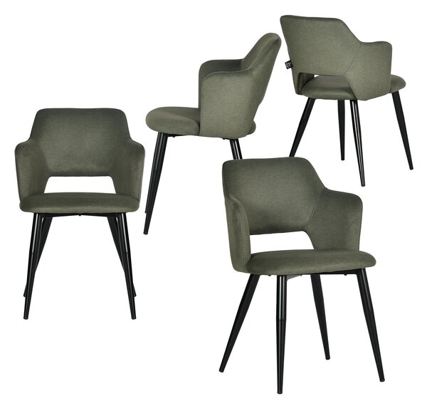 Meubles Cosy Set da 4 sedie da pranzo in stile scandinavo con braccioli, tessuto ecologico e seduta imbottita, verde - AKANJI CC