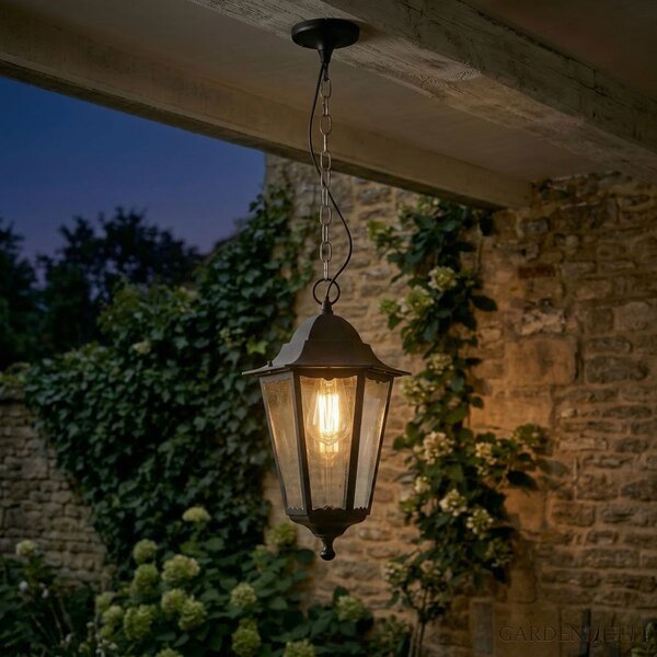 Classica lampada a sospensione da esterno nera IP44 - Havana Up