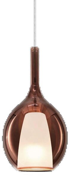 Sospensione Contemporanea Kalique Vetro Rame Bianco E Cromo 1 Luce E27 H36Cm