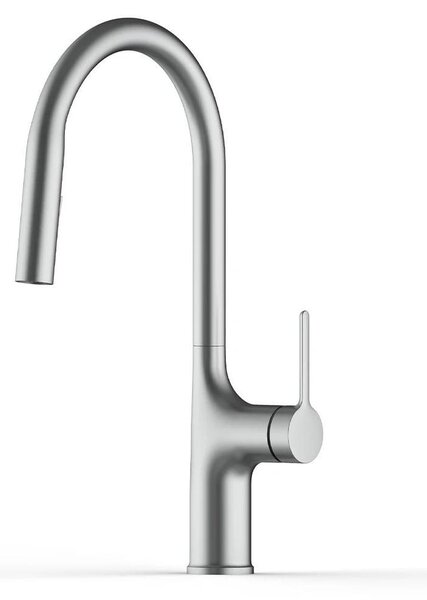 Miscelatore per cucina - Rubinetto per lavello - Montaggio a incasso con un foro - Doccetta estraibile - Acqua calda e fredda - Corpo in ottone con cartuccia in Vetroceramica - Finitura cromata spazzolata