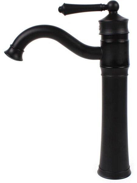 Rubinetto per lavabo - Miscelatore monocomando per lavabo - Bocca orientabile a 360° - Ottone - Cartuccia in Vetroceramica - Montaggio a colonna - Nero