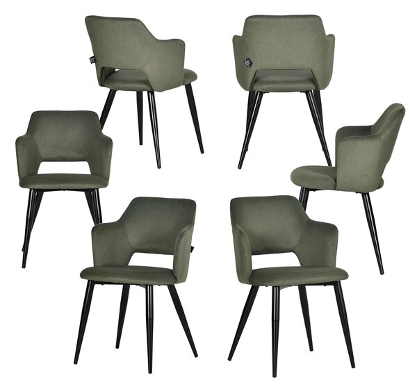 Meubles Cosy Set da 6 sedie da pranzo in stile scandinavo con braccioli, tessuto ecologico e seduta imbottita, verde - AKANJI CC