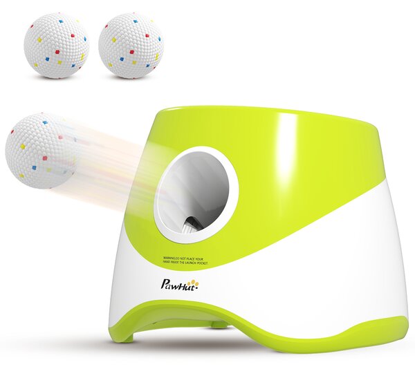 Lanciatore Automatico di Palline per Cani di Piccola e Media Taglia 2200 mAh con 3 Palline 3 Distanze Regolabili Verde