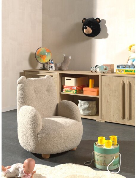Poltrona per bambini beige con rivestimento in bouclé Rocky – Vipack