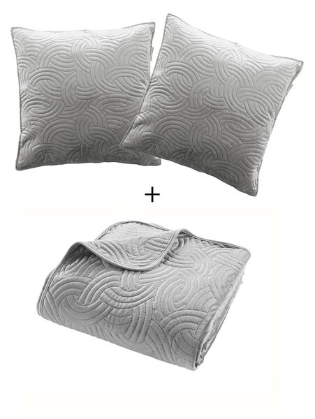 Set con copriletto e federa grigio in velluto 240x260 cm Solange – douceur d'intérieur