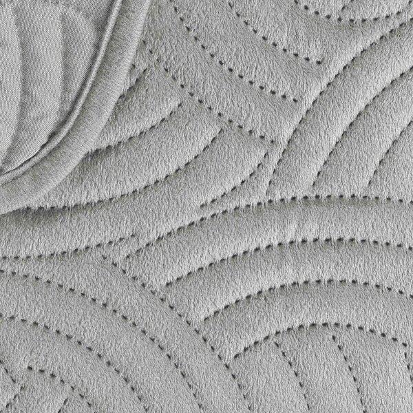 Set con copriletto e federa grigio in velluto 240x260 cm Solange – douceur d'intérieur