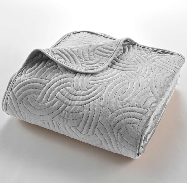 Set con copriletto e federa grigio in velluto 240x260 cm Solange – douceur d'intérieur
