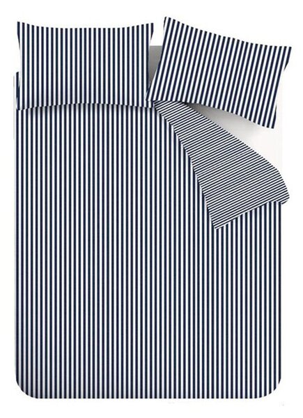 Set copripiumino e federa blu scuro in flanella per letto singolo 135x200 cm Stripe – Catherine Lansfield
