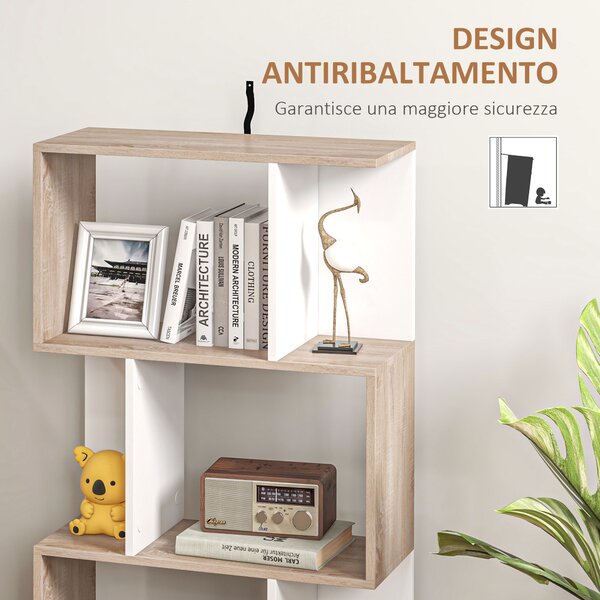 Homcom Libreria di Design Scaffale Ufficio Legno Moderna 3 Ripiani 60 × 24 × 111.4cm|Aosom