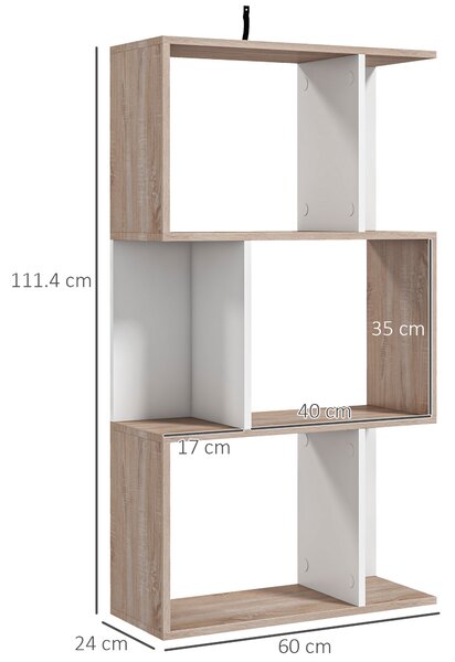 Homcom Libreria di Design Scaffale Ufficio Legno Moderna 3 Ripiani 60 × 24 × 111.4cm|Aosom