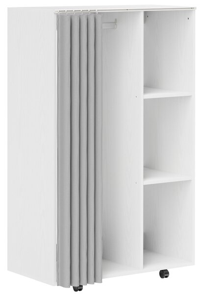 HOMCOM Stand Appendiabiti con 4 Ruote, Ripiani Aperti, Asta per Vestiti, Tende per Guardaroba, per Camera da Letto Soggiorno Corridoio, Bianco | Aosom Italy