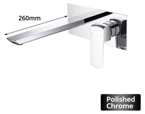 Miscelatore per lavabo da bagno – Miscelatore monocomando da montare a parete – Installazione a incasso – Con un'unica leva – Acqua calda e fredda – Corpo in acciaio inossidabile con nucleo in ottone – Finitura cromata lucida