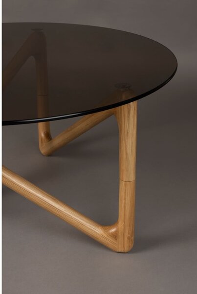 Tavolino da salotto rotondo di colore naturale con piano in vetro ø 80 cm Naia – Dutchbone