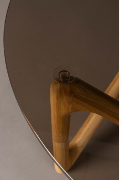 Tavolino da salotto rotondo di colore naturale con piano in vetro ø 80 cm Naia – Dutchbone