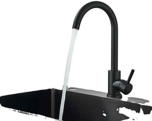 Rubinetto da cucina, rotazione a 360 gradi, comando monocomando, nero opaco A