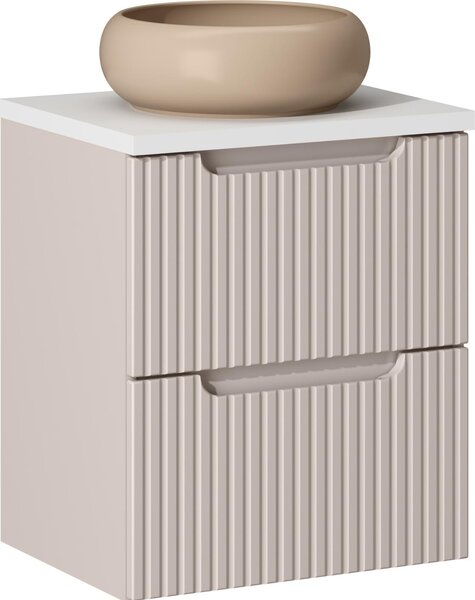 Mobile Da Bagno 50 Cm Con Piano Bianco E Lavabo Beige Cashmere