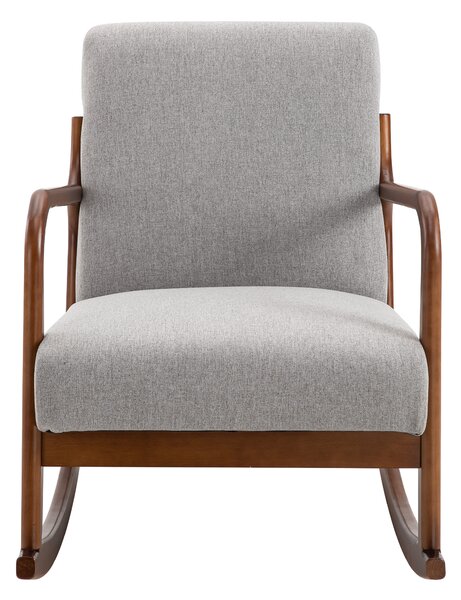 HOMCOM Poltrona a Dondolo in Tessuto e Struttura in Legno in Stile Vintage, 64x86x80cm, Grigio|Aosom