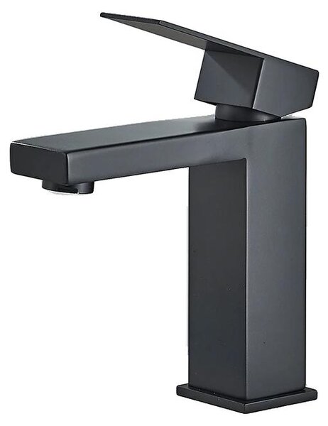 Rubinetto per lavabo, struttura in ottone resistente, design contemporaneo, S Nero