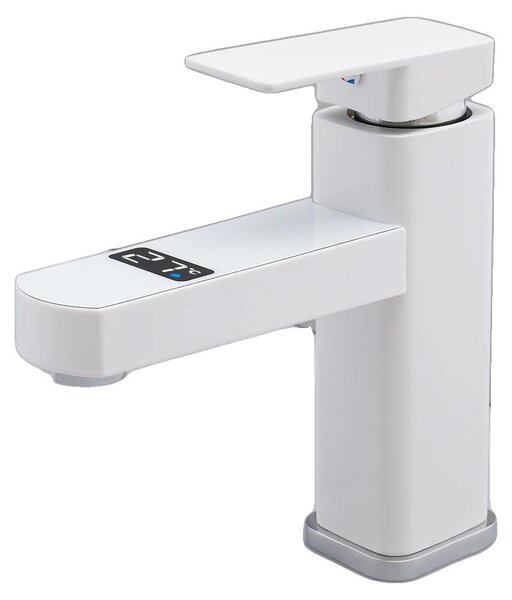 Rubinetto per lavabo, struttura in acciaio inossidabile, display digitale a LED, dimensioni 10,5 cm x 17,5 cm, design monocomando, intervallo di temperatura 0-99 °C