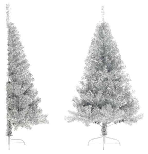 Albero di Natale a Metà con Supporto Argento 240 cm PET