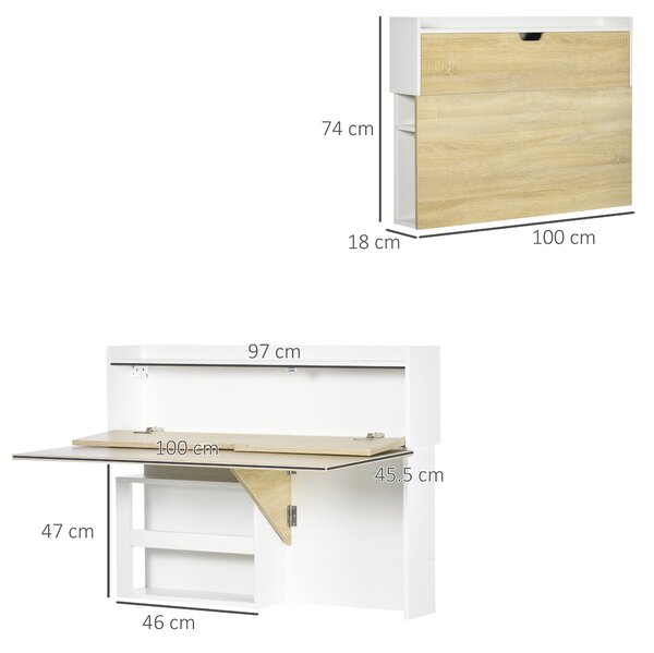 Scrivania Studio Multifunzione Scrivania Pieghevole HOMCOM Con