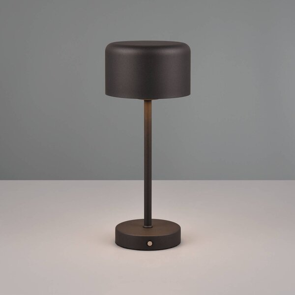 Reality Leuchten Jeff Lampada da tavolo LED ricaricabile, nero opaco, altezza 30 cm, metallo